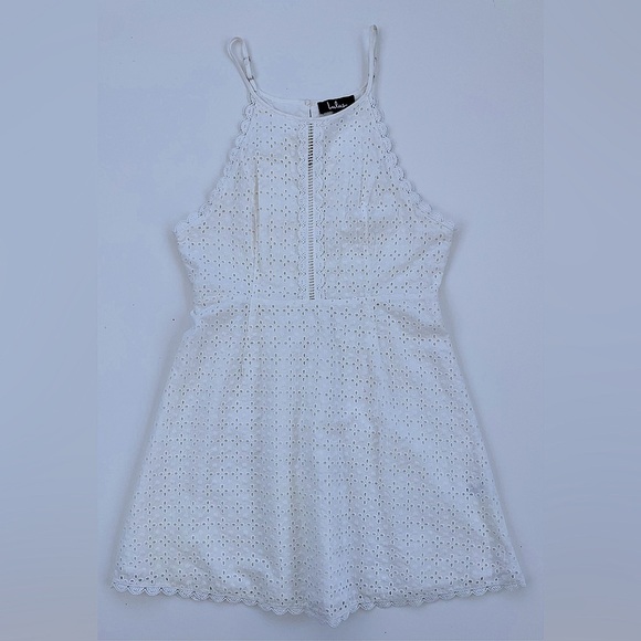 Lulu's White Let Your Heart Go Eyelet Mini Dress Size Large - Picture 1 of 9
